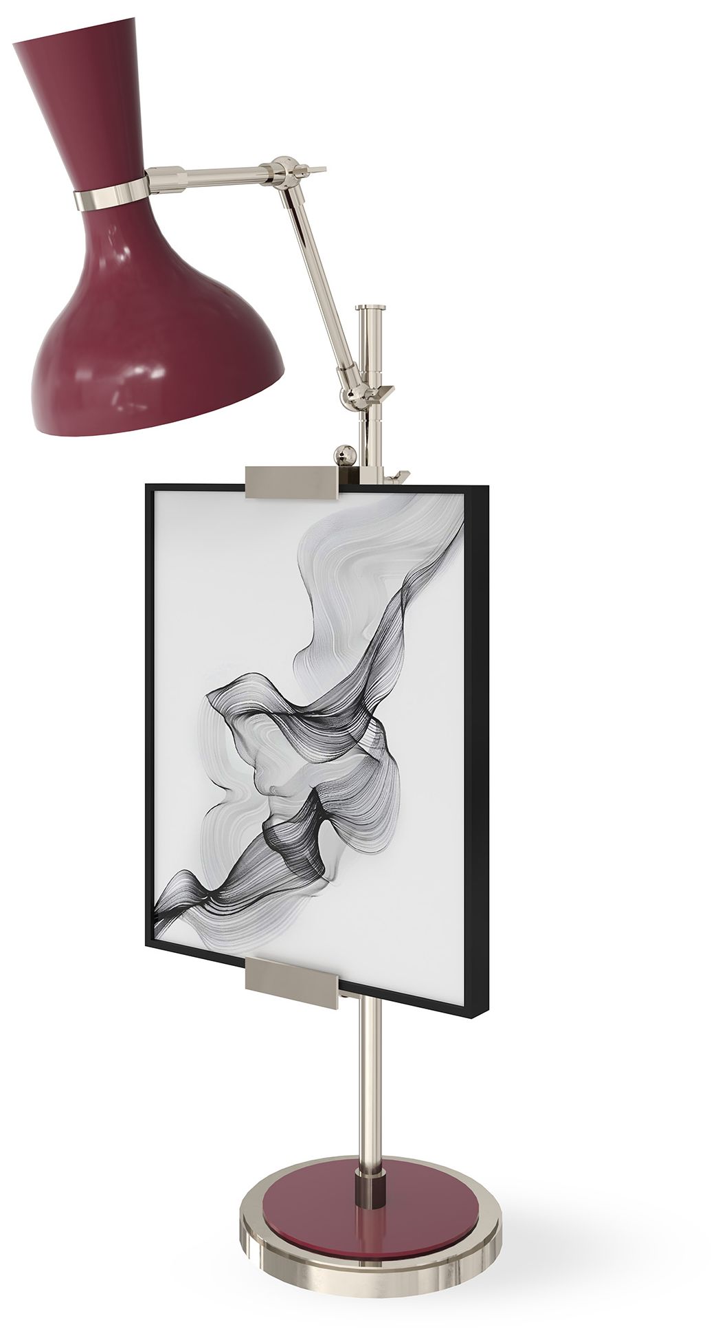 Clare 30.38"H Polished Nickel Easel Table Lamp w/ Sugar Plum Made to O
