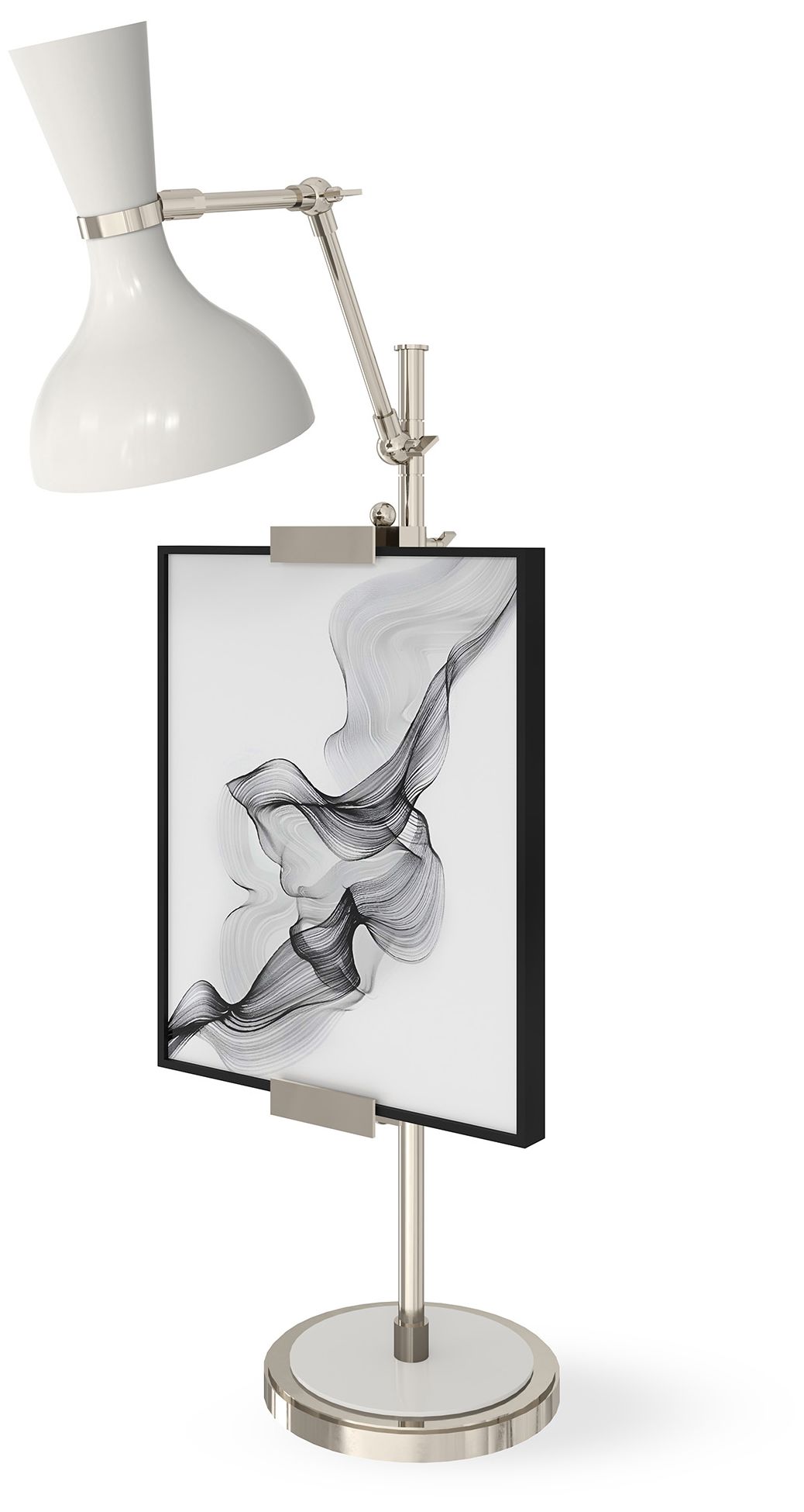 Clare 30.38"H Polished Nickel Easel Table Lamp with Lily Made to Order