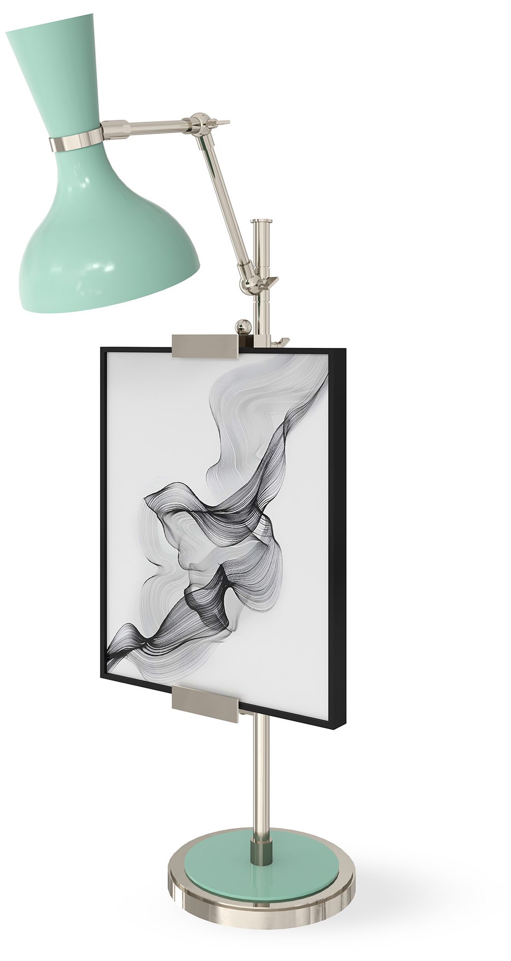Clare 30.38"H Polished Nickel Easel Table Lamp with Mint Made to Order