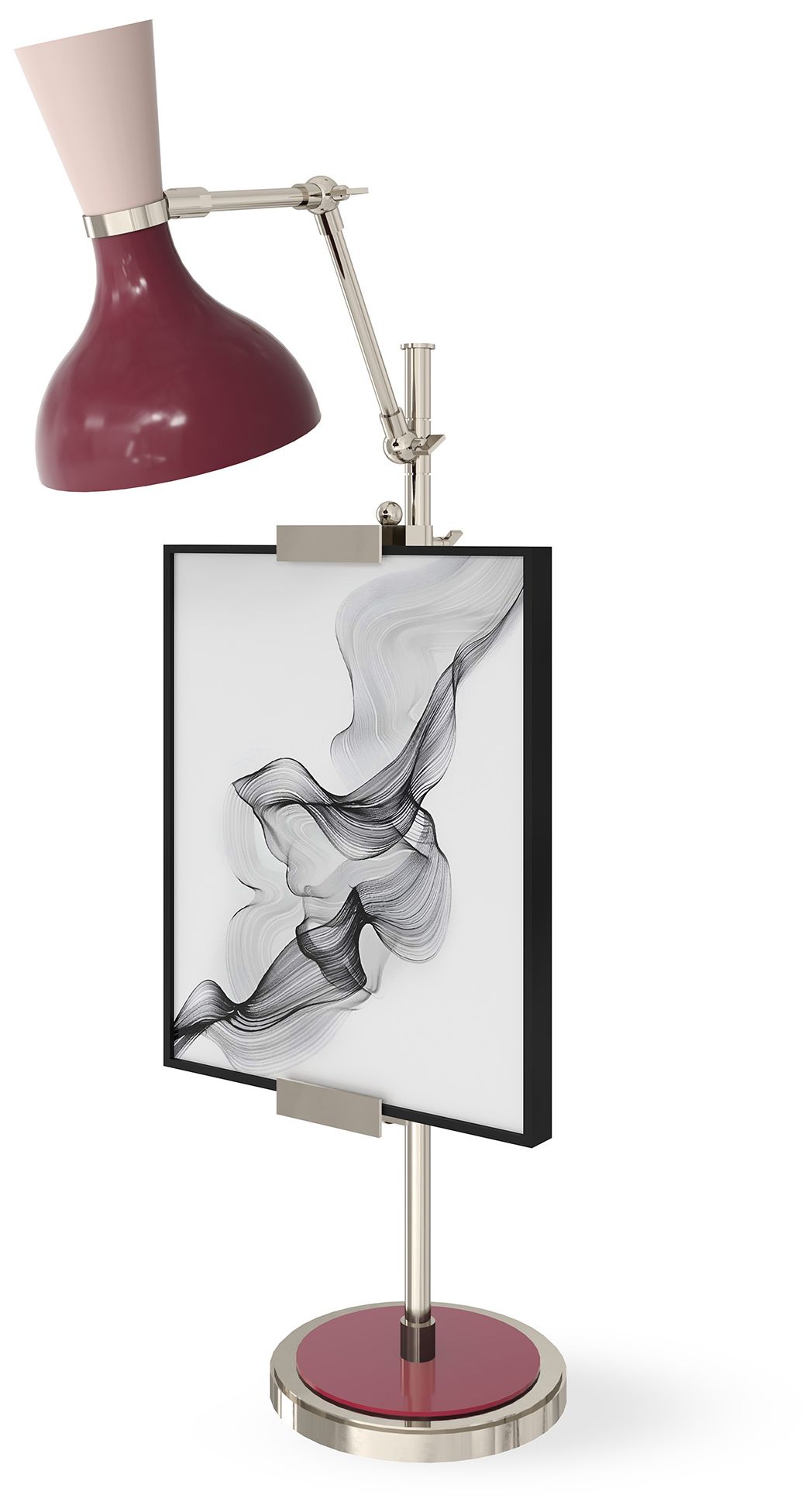 Clare 30.38" Nickel Easel Table Lamp w/Sugar Plum/Rose Water Made to Order
