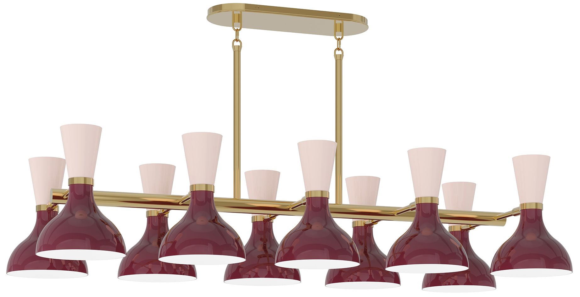 Clare 45.75"W 10-Light Brass Chandelier w/ Sugar Plum & Rose Water Shade