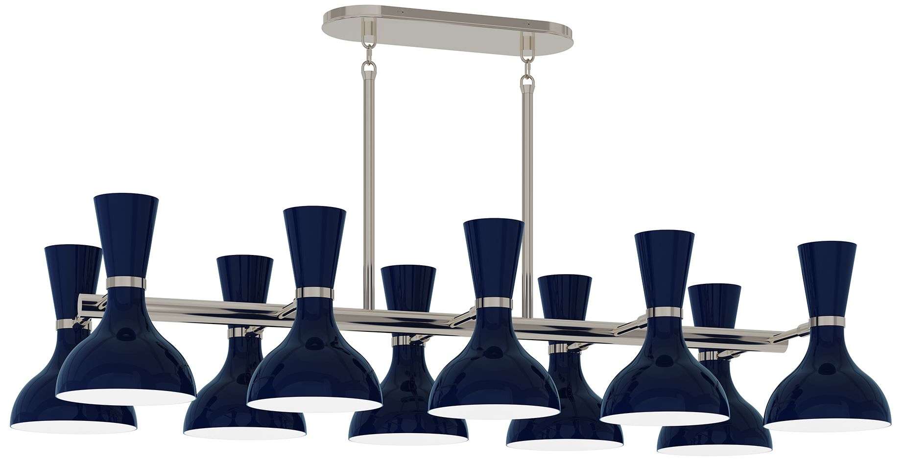 Clare 45.75"W 10-Light Polished Nickel Chandelier w/ Midnight Blue Shade