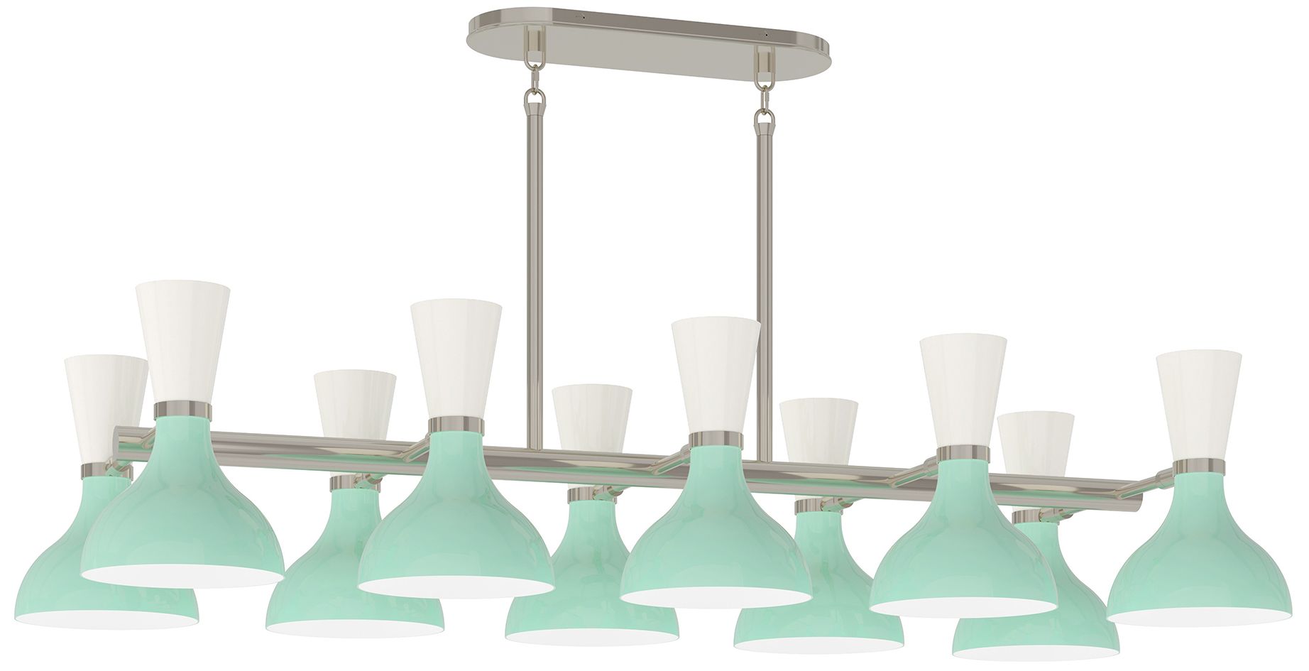 Clare 45.75"W 10-Light Polished Nickel Chandelier w/ Mint & Lily Shade