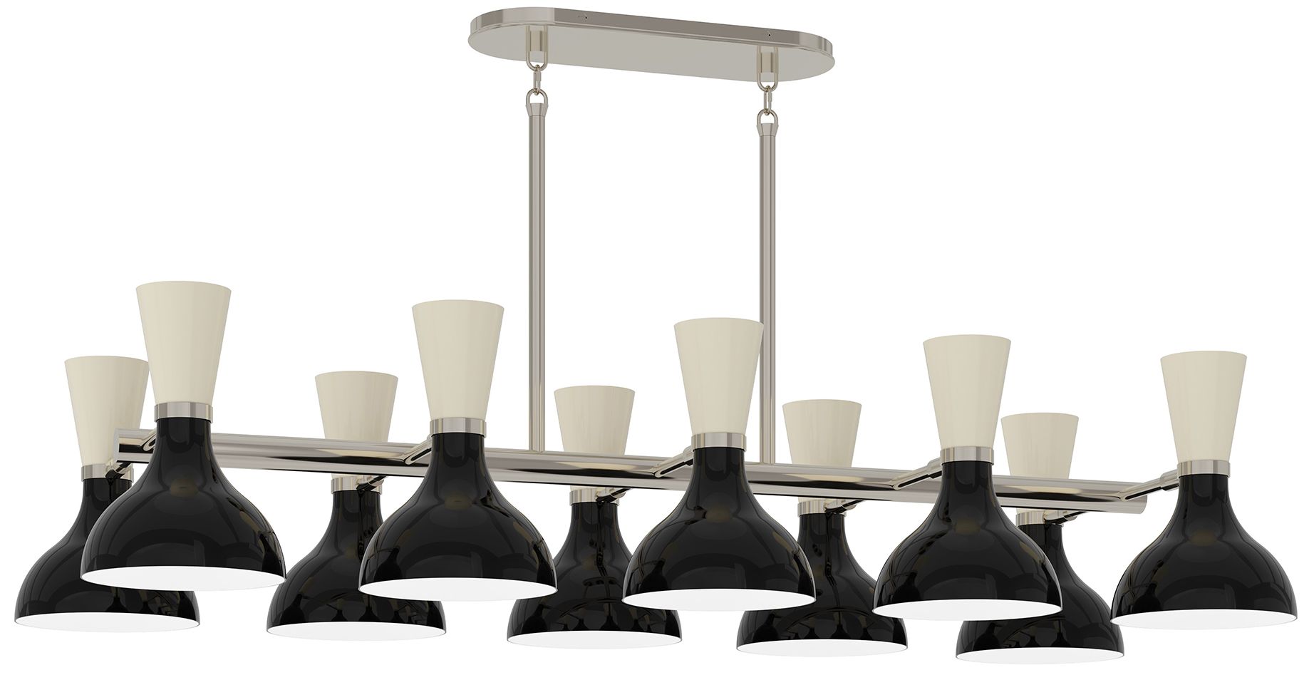 Clare 45.75"W 10-Light Polished Nickel Chandelier w/ Obsidian & Bone Shade