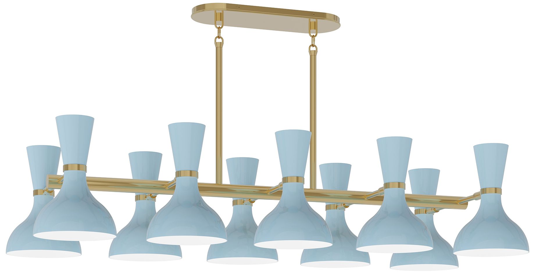 Clare 45.75" Wide 10-Light Modern Brass Chandelier with Baby Blue Shade