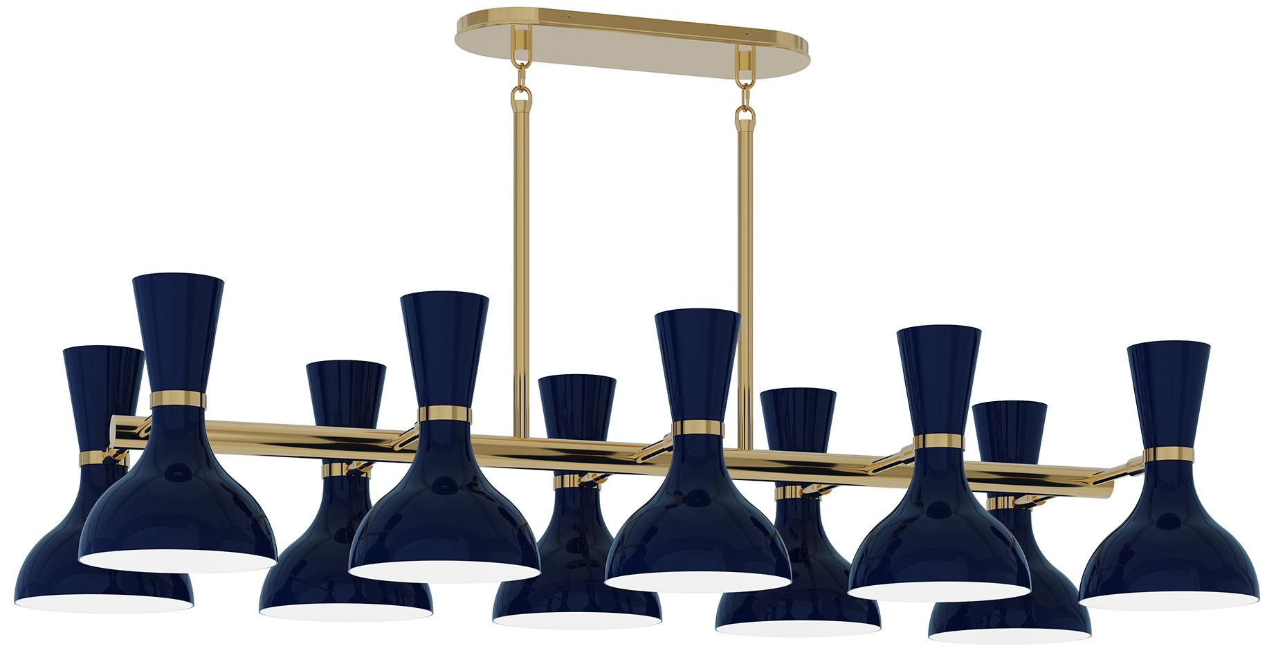 Clare 45.75" Wide 10-Light Modern Brass Chandelier with Midnight Blue Shade