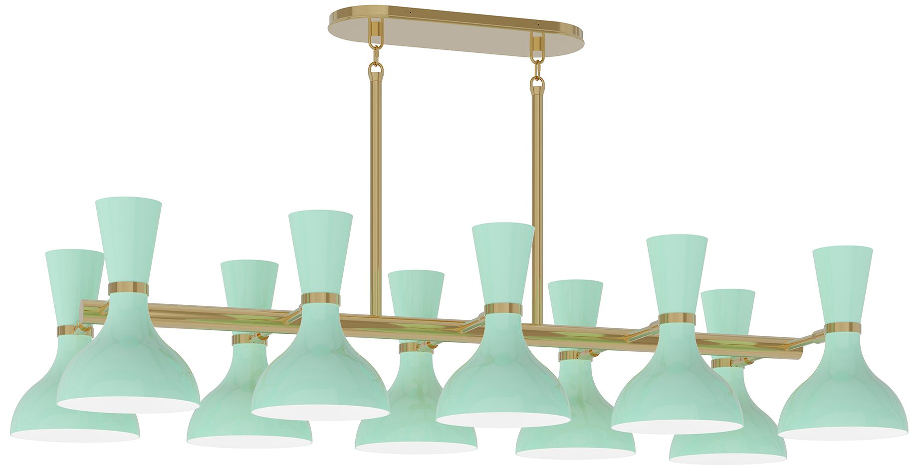 Clare 45.75" Wide 10-Light Modern Brass Chandelier with Mint Shade