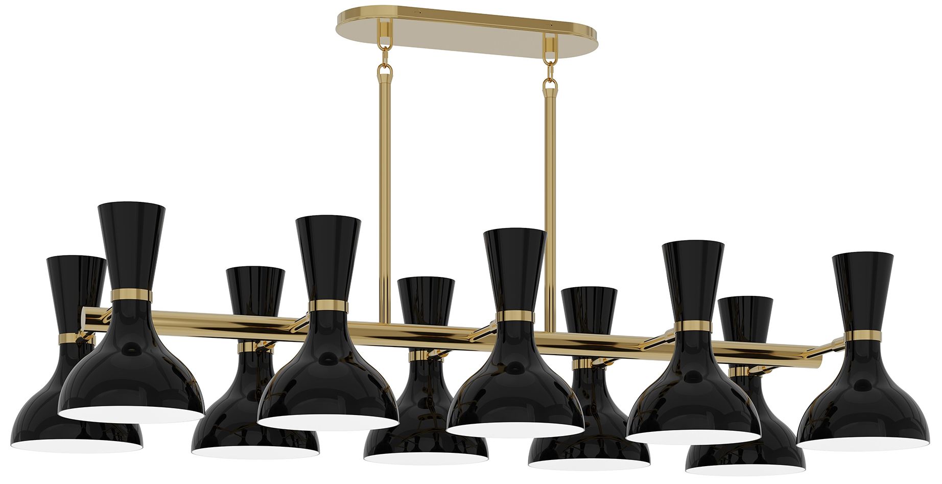 Clare 45.75" Wide 10-Light Modern Brass Chandelier with Obsidian Shade