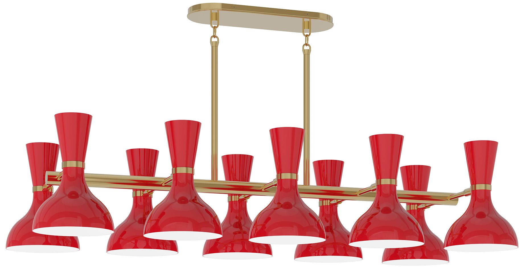 Clare 45.75" Wide 10-Light Modern Brass Chandelier with Ruby Red Shade