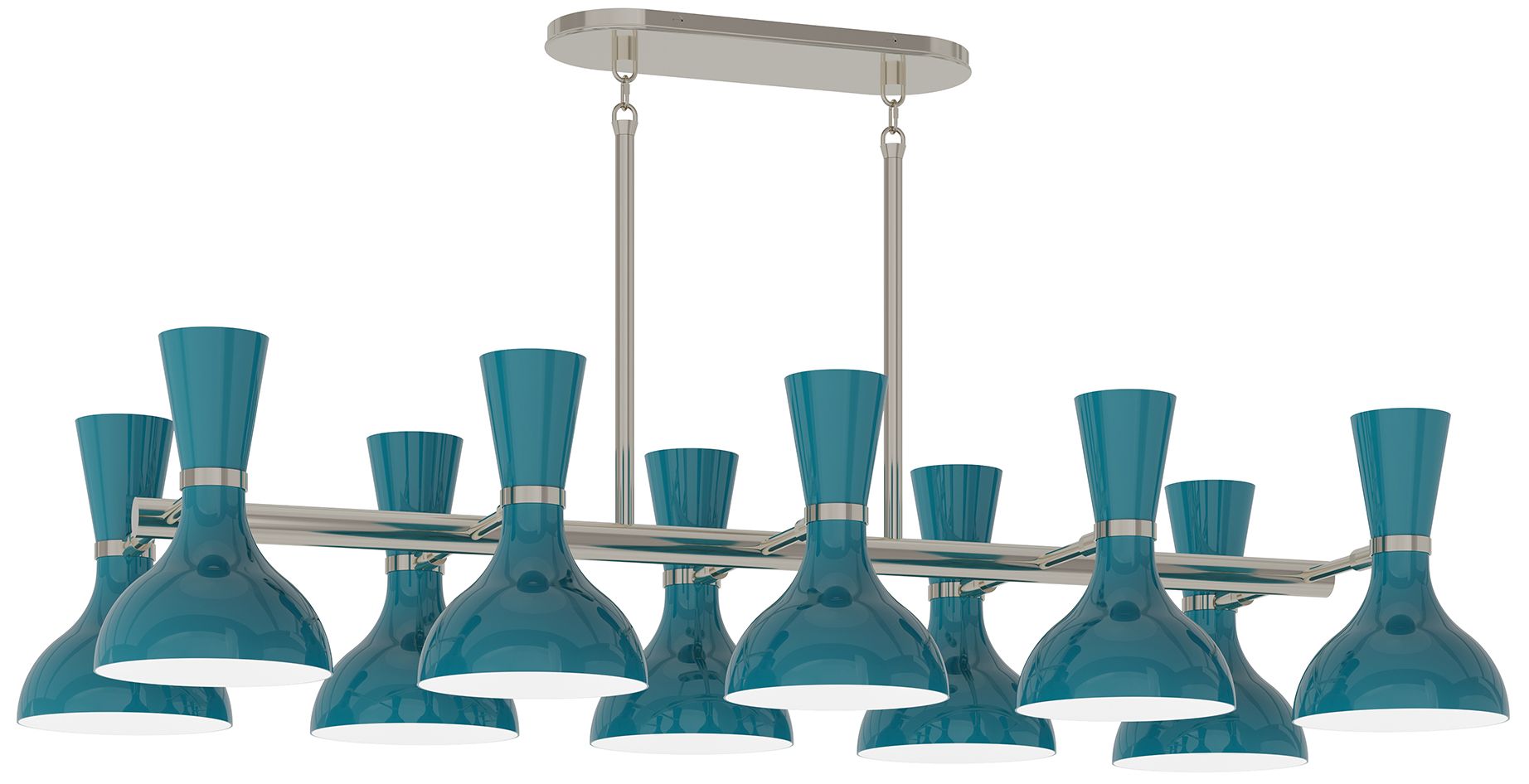 Clare 45.75" Wide 10-Light Polished Nickel Chandelier with Peacock Shade