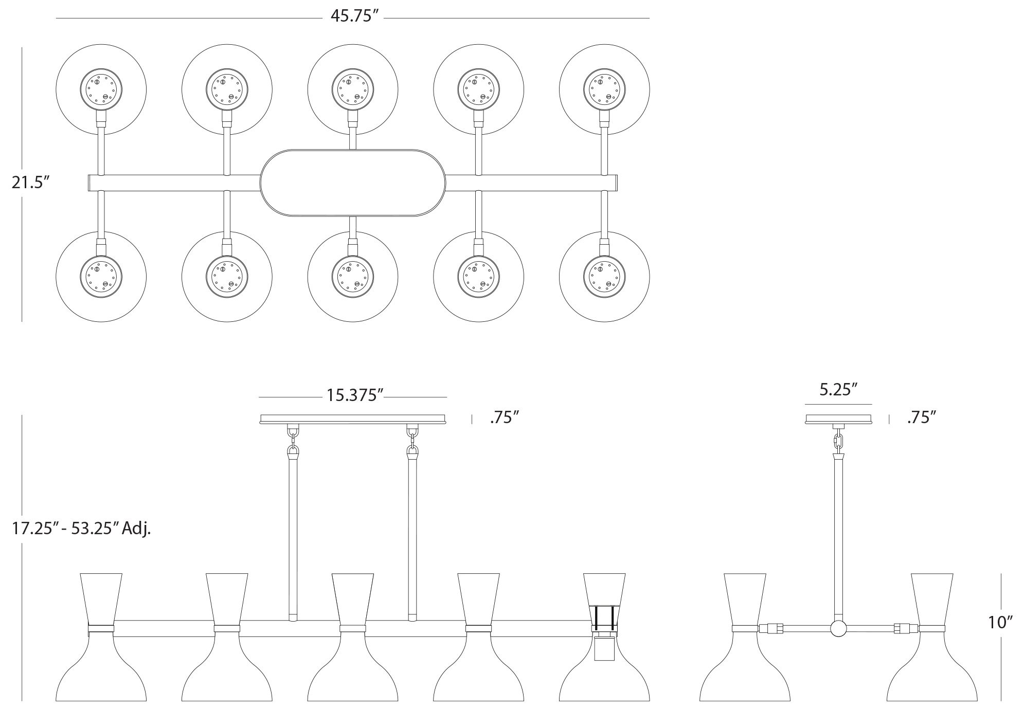 Image 2 Clare 45.75" Wide 10-Light Polished Nickel Chandelier with Rose Water Shade more views