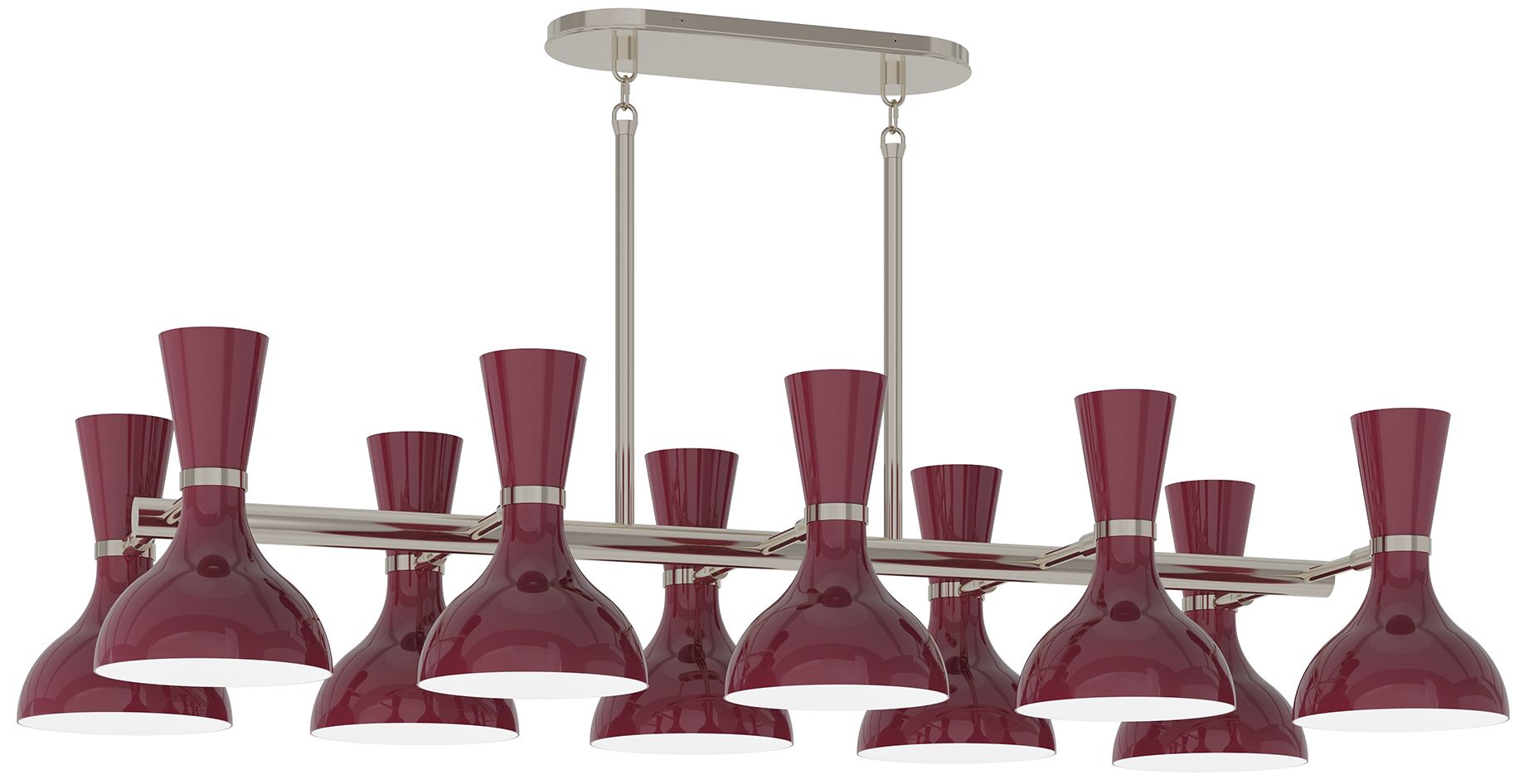 Clare 45.75" Wide 10-Light Polished Nickel Chandelier with Sugar Plum Shade