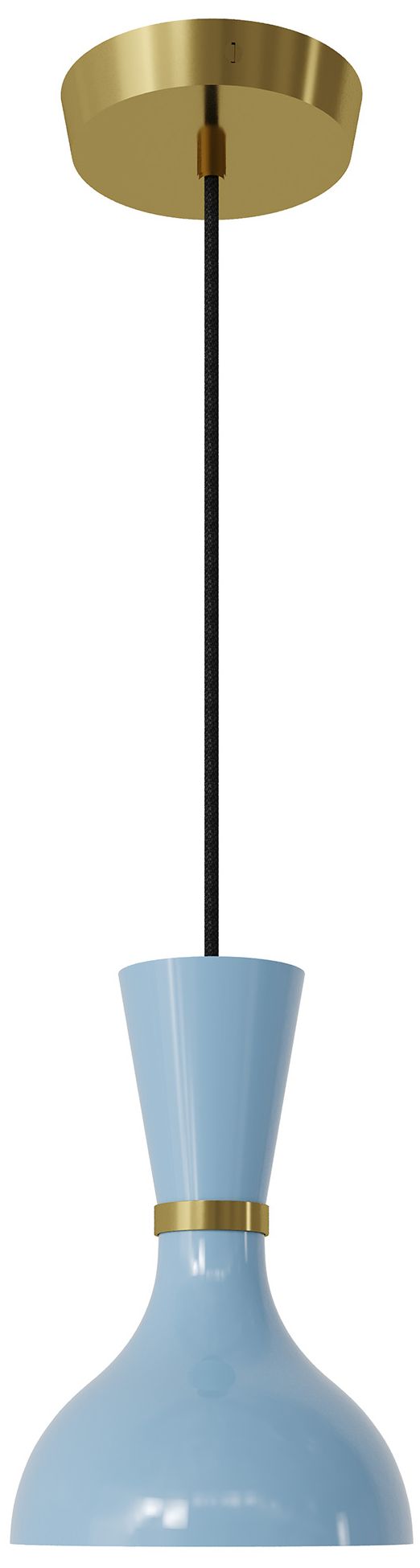 Clare 7"W Modern Brass Finish Pendant with Baby Blue Shade Made to Order
