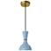 Clare 7" Wide Modern Brass Finish Pendant with Baby Blue Shade