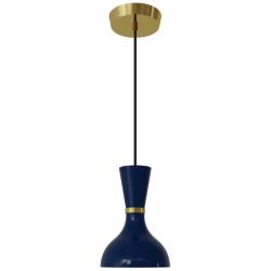 Clare 7" Wide Modern Brass Finish Pendant with Midnight Blue Shade