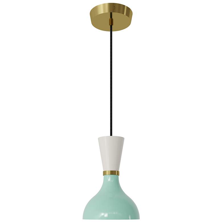 Image 1 Clare 7" Wide Modern Brass Finish Pendant with Mint/Lily Shade