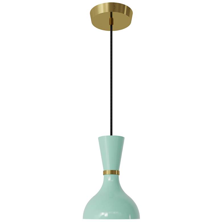 Image 1 Clare 7" Wide Modern Brass Finish Pendant with Mint Shade
