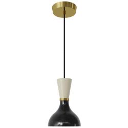 Clare 7" Wide Modern Brass Finish Pendant with Obsidian/Bone Shade