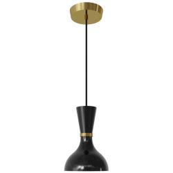 Clare 7" Wide Modern Brass Finish Pendant with Obsidian Shade