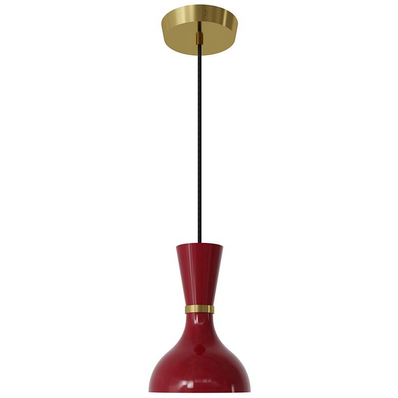 Image 1 Clare 7" Wide Modern Brass Finish Pendant with Oxblood Shade