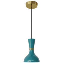 Clare 7" Wide Modern Brass Finish Pendant with Peacock Shade