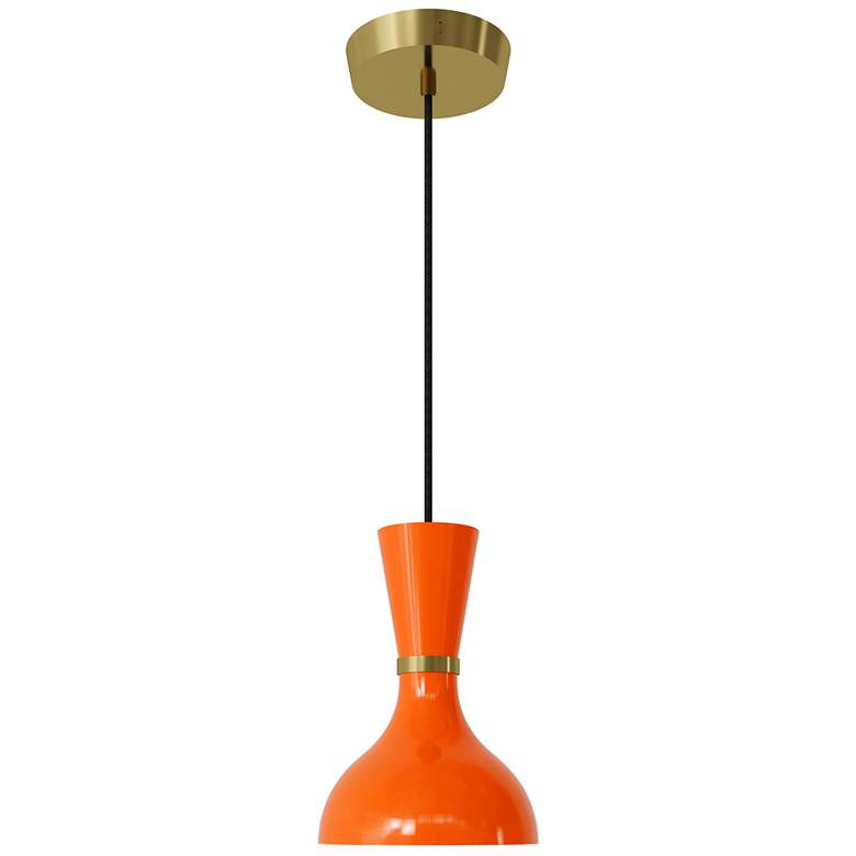Image 1 Clare 7" Wide Modern Brass Finish Pendant with Pumpkin Shade