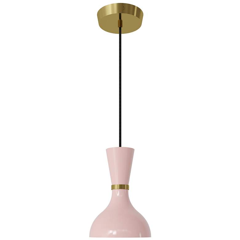 Image 1 Clare 7" Wide Modern Brass Finish Pendant with Rose Water Shade