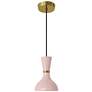 1_Clare 7" Wide Modern Brass Finish Pendant with Rose Water Shade