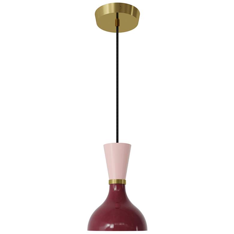 Image 1 Clare 7" Wide Modern Brass Finish Pendant with Sugar Plum/Rose Water Shade