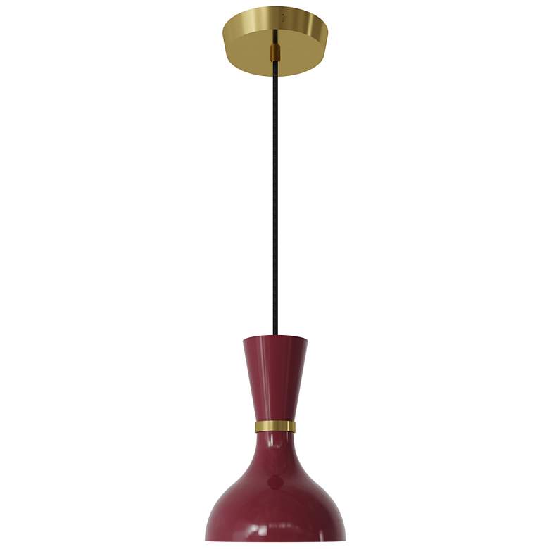 Image 1 Clare 7" Wide Modern Brass Finish Pendant with Sugar Plum Shade