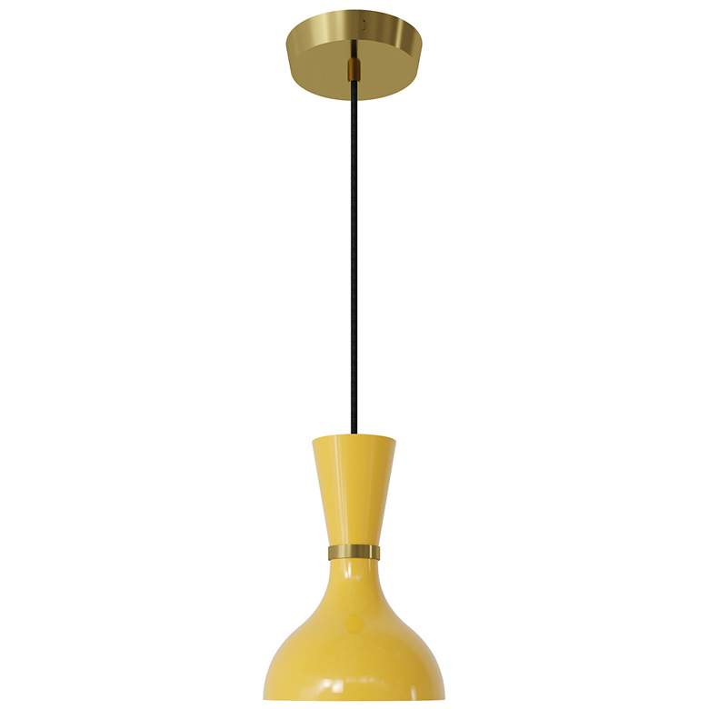 Image 1 Clare 7" Wide Modern Brass Finish Pendant with Sunset Shade
