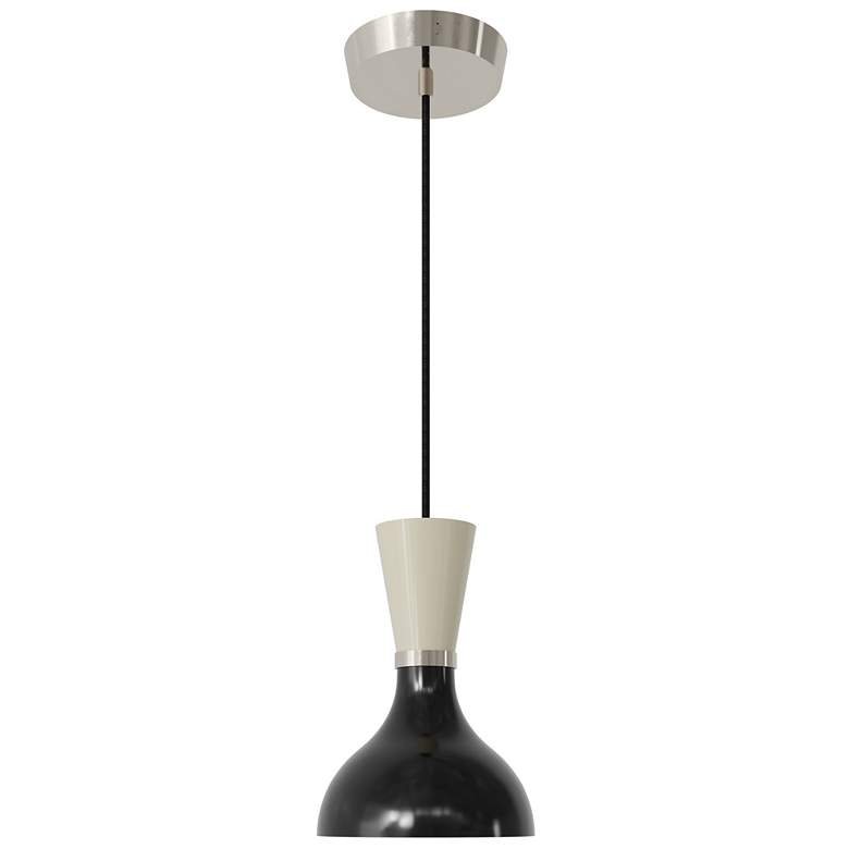 Image 1 Clare 7" Wide Polished Nickel Finish Pendant with Obsidian/Bone Shade