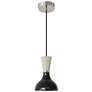 Clare 7" Wide Polished Nickel Finish Pendant with Obsidian/Bone Shade