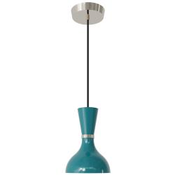 Clare 7" Wide Polished Nickel Finish Pendant with Peacock Shade