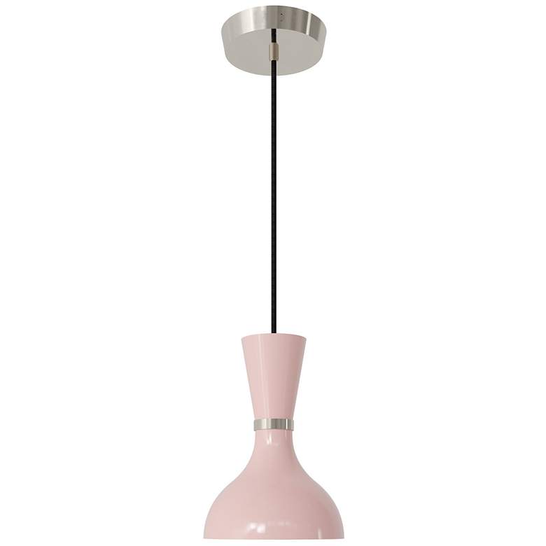 Image 1 Clare 7" Wide Polished Nickel Finish Pendant with Rose Water Shade