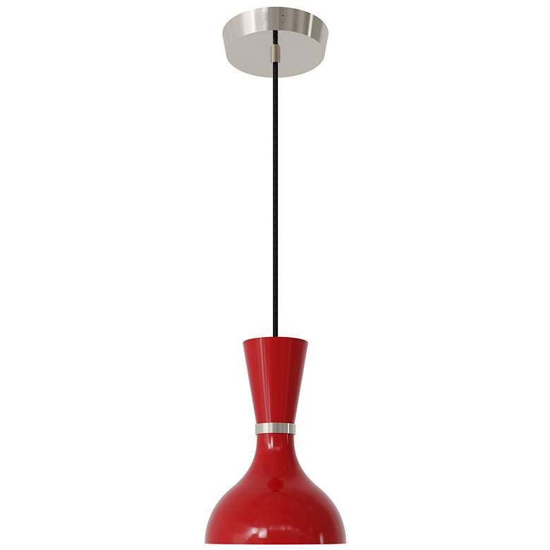 Image 1 Clare 7" Wide Polished Nickel Finish Pendant with Ruby Red Shade