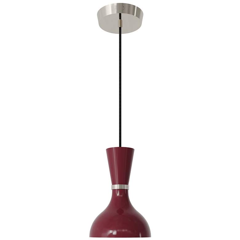 Image 1 Clare 7" Wide Polished Nickel Finish Pendant with Sugar Plum Shade