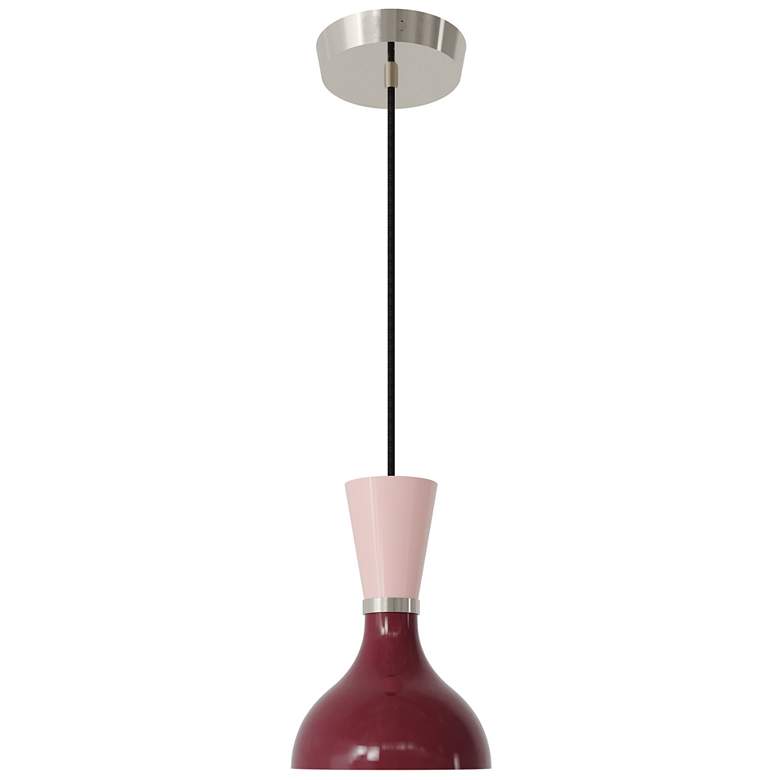 Image 1 Clare 7" Wide Polished Nickel Pendant with Sugar Plum/Rose Water Shade