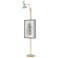 Clare 76" High Modern Brass Finish Floor Easel with Baby Blue/Lily Shade