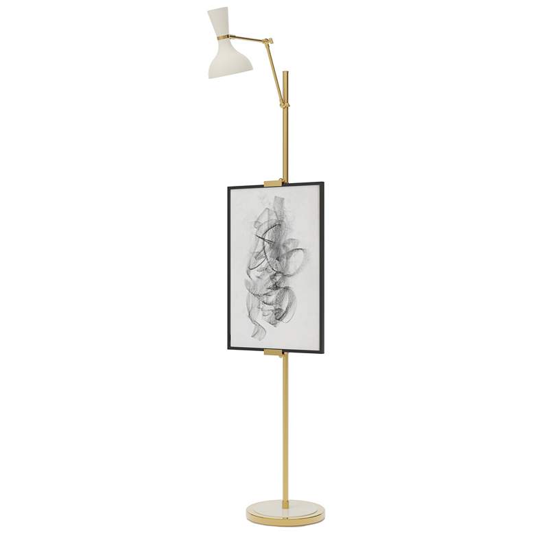 Image 1 Clare 76" High Modern Brass Finish Floor Easel with Lily Shade