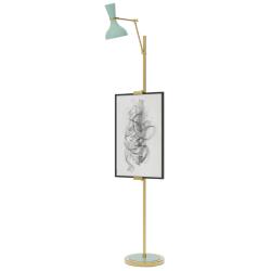 Clare 76" High Modern Brass Finish Floor Easel with Mint Shade