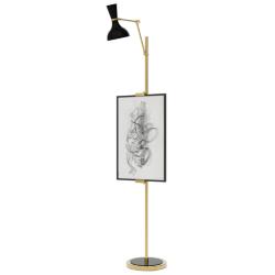 Clare 76" High Modern Brass Finish Floor Easel with Obsidian Shade