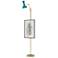 Clare 76" High Modern Brass Finish Floor Easel with Peacock Shade