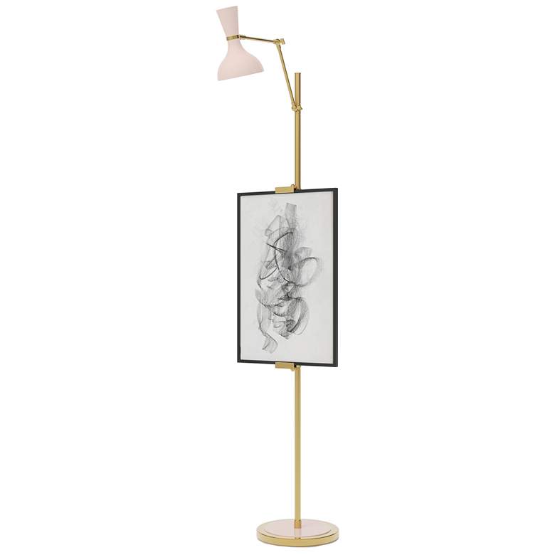 Image 1 Clare 76" High Modern Brass Finish Floor Easel with Rose Water Shade
