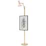 1_Clare 76" High Modern Brass Finish Floor Easel with Rose Water Shade