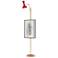 Clare 76" High Modern Brass Finish Floor Easel with Ruby Red Shade