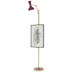 Clare 76" High Modern Brass Finish Floor Easel with Sugar Plum Shade