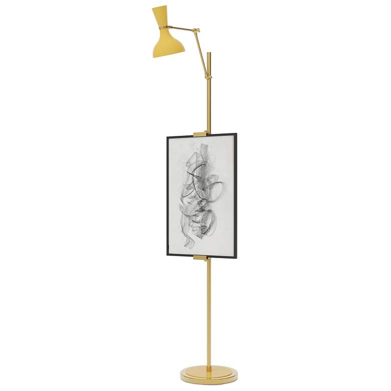 Image 1 Clare 76" High Modern Brass Finish Floor Easel with Sunset Shade