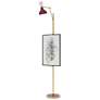 1_Clare 76" High Modern Brass Floor Easel with Sugar Plum/Rose Water Shade