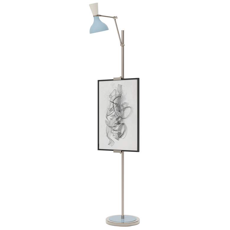 Image 1 Clare 76" High Polished Nickel Finish Floor Easel with Baby Blue/Lily Shade